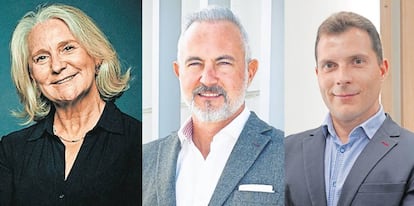 De izq. a dcha. Beatriz Martínez-Falero, de Mahou San Miguel; Carlos López, de Grupo Secuoya; y Francesc Casajuana, de Danone Iberia.