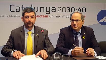 El presidente de la Cámara, Joan Canadell, y el presidente de la Generalitat, Quim Torra.