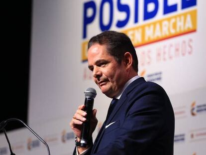 Germán Vargas Lleras, durante el acto de balance de su gestión como vicepresidente de Colombia.