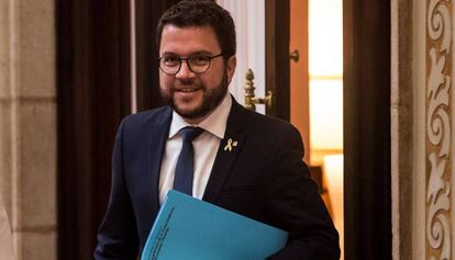 Pere Aragonès, este lunes en el Parlament.