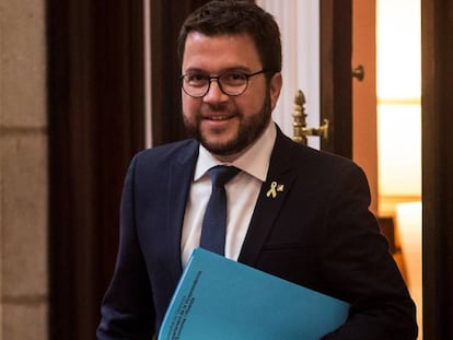 Pere Aragonès, este lunes en el Parlament.