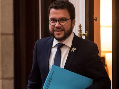 Pere Aragonès, este lunes en el Parlament.