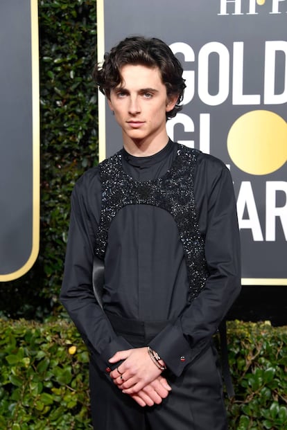 Timothée Chalamet en los Globos de Oro 2019.