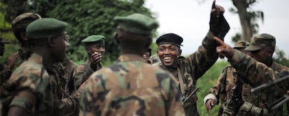 Guerrilleros rebeldes en Bunagana, a 75 kilómetros de Goma.