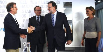 Mariano Rajoy y Alberto N&uacute;&ntilde;ez Feij&oacute;o en el Comit&eacute; Ejecutivo Nacional del PP.