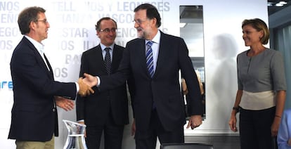 Mariano Rajoy y Alberto Núñez Feijóo en el Comité Ejecutivo Nacional del PP.