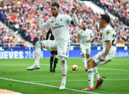 Sergio Ramos celebra su gol.