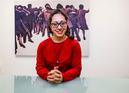 La exfiscal guatemalteca Virginia Laparra, en la sede de Madrid de Amnistía Internacional.