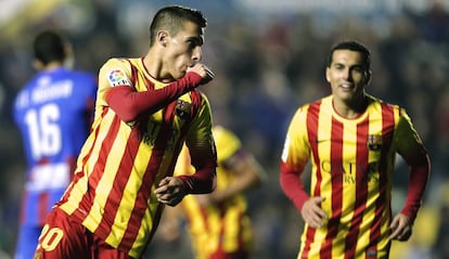 Tello celebra un gol con el Barcelona. 