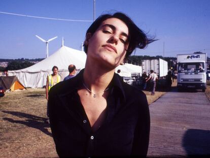 Justine Frischmann, en el festival de Glastonbury, en 1998.