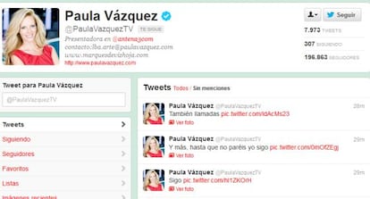 Perfil de Twitter de Paula Vázquez