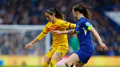 Aitana Bonmatí durante las semifinales de la Champions League contra el Chelsea.