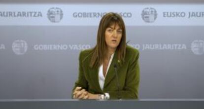 La portavoz del Gobierno, Idoia Mendia, en la rueda de prensa.