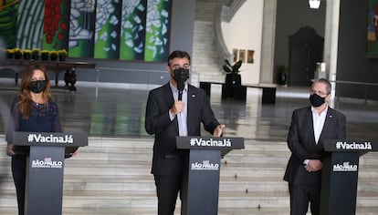 O vice-governador de São Paulo, Rodrigo Garcia, durante coletiva de imprensa para atualização sobre o combate ao coronavírus.