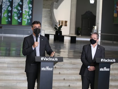 O vice-governador de São Paulo, Rodrigo Garcia, durante coletiva de imprensa para atualização sobre o combate ao coronavírus.