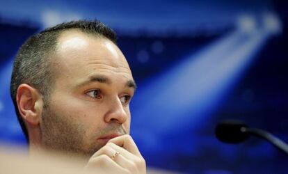 Andrés Iniesta, hoy en rueda de prensa.