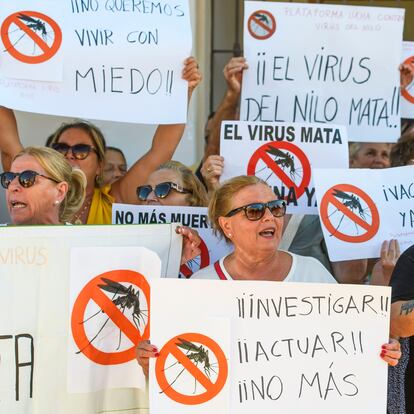 Manifestación de la Plataforma ciudadana de Lucha contra el Virus del Nilo en Isla Mayor (Sevilla).