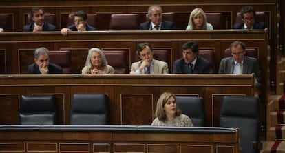 La vicepresidenta en el Congreso esta mañana.