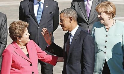Los presidentes Dilma Rousseff, Barack Obama y Angela Merkel, durante la cumbre del G-20.