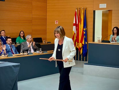 La alcaldesa de L'Hospitalet, Núria Marin, durante el pleno de investidura del pasado sábado.