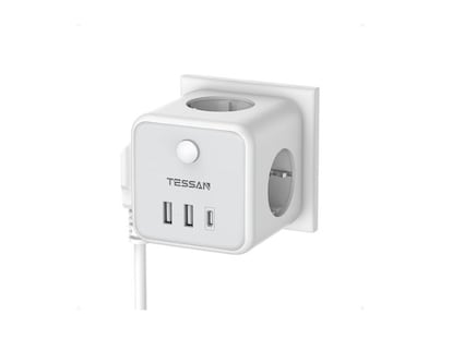 Cubo de enchufes 6 en 1 con cargador múltiple USB tipo C. AHORA SOLO 17,99€