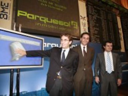 Los principales ejecutivos de Parquesol en la salida a Bolsa de la inmobiliaria, en 2006.