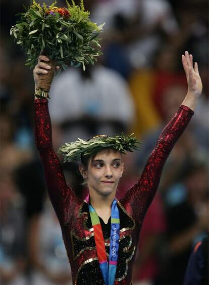 Patricia Moreno, con su bronce de Atenas.