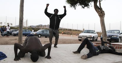 Inmigrantes llegados el pasado agosto a Melilla.