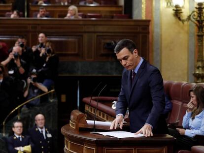 El president del Govern espanyol, Pedro Sánchez, aquest dimarts al Congrés.