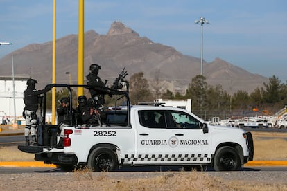 Elementos de la Guardia Nacional en Ciudad Juárez, en febrero de 2025.