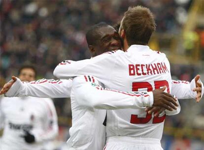 Tanto Clarence Seedorf como David Beckham han militado en las filas del Real Madrid durante cuatro temporadas. No coincidieron en el conjunto blanco pero han acabado jugando juntos en el Milan. Ambos han sido goleadores en el partido de hoy.