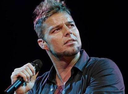 Ricky Martin, anoche durante su actuación en Madrid.