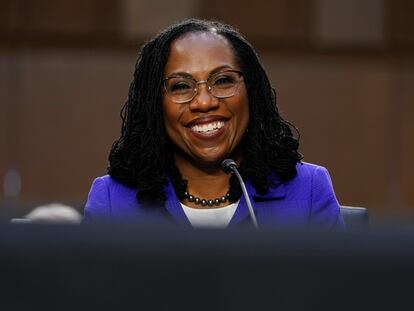 La jueza Ketanji Brown Jackson, ante el comité judicial del Senado de Estados Unidos.