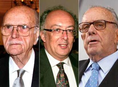 Los ex presidentes Gerardo Fernández Albor, Fernando González Laxe y Manuel Fraga.