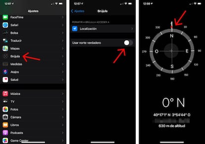 Configura el norte verdadero de tu brújula.