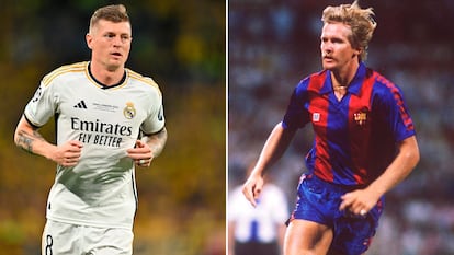 Toni Kroos, con el Madrid en la final de Champions el día 1, y Bernd Schuster, con el Barcelona en los años ochenta.