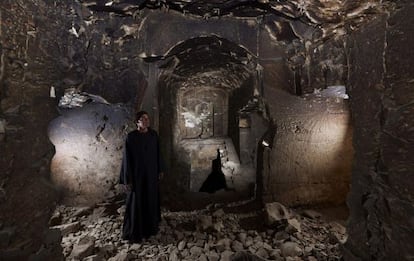 Fotografía del interior de la réplica de la tumba dedicada al dios Osiris. (Cortesía Misión Arqueológica Canaria-Toscana).