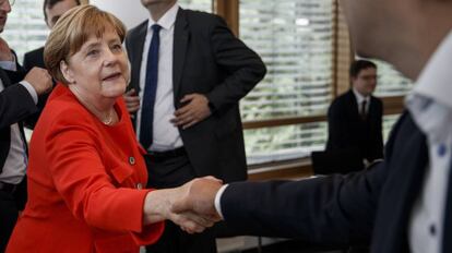 Angela Merkel, canciller alemana, este lunes en Berl&iacute;n.