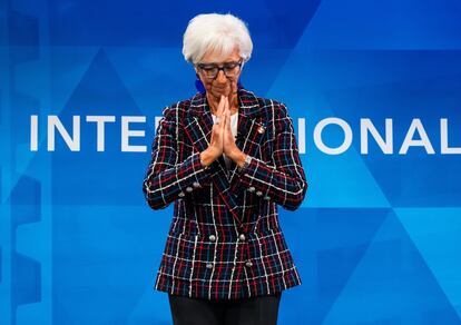 Christine Lagarde, durante el acto.