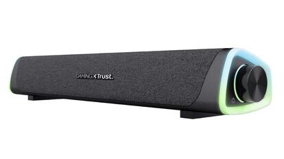 Available in black, this soundbar has a slim, sleek design and compact dimensions.