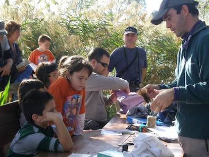 Jornada de anillamiento con niños.