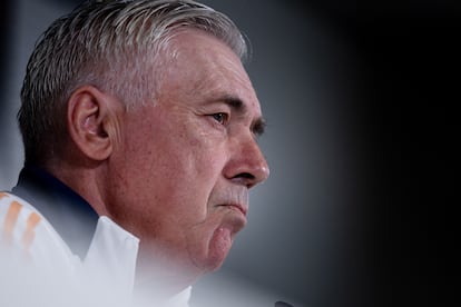 Carlo Ancelotti, durante la rueda de prensa previa al clásico de este domingo en Barcelona.