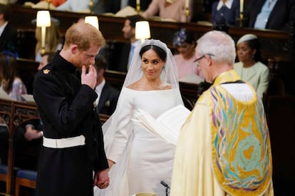 Enrique de Inglaterra, muy emocionado durante la ceremonia.