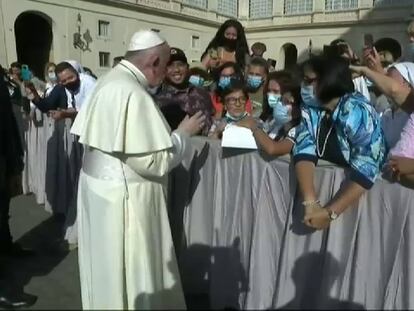 El Papa Francisco acudió a la audiencia general sin mascarilla este miércoles.