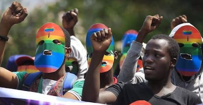 Protesta en Kenia contra la ley antihomosexual de Uganda, el pasado 10 de febrero.