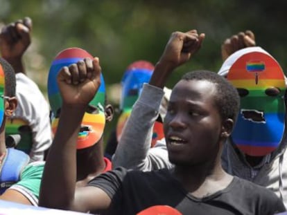 Protesto no Quênia contra a lei antihomossexual da Uganda, em fevereiro.