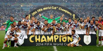 La selección alemana celebra la Copa del Mundo en Brasil.