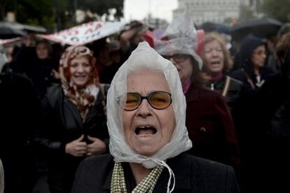 Marcha de protesta de los pensionistas, en Atenas.