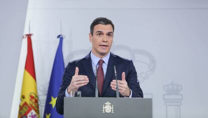 El presidente del Gobierno, Pedro Sánchez, este martes en rueda de prensa.