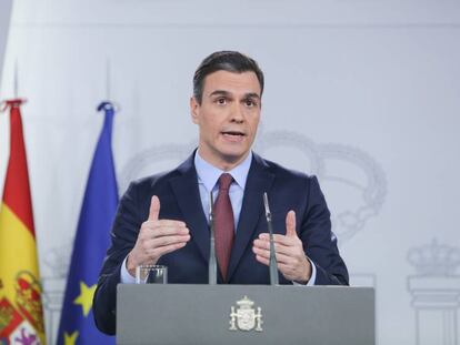 El presidente del Gobierno, Pedro Sánchez, este martes en rueda de prensa.